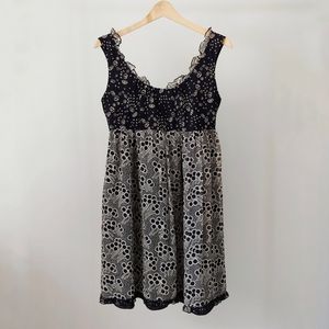 Anna Sui for Anthropologie Silk Floral Printed Babydoll Dress Size 8